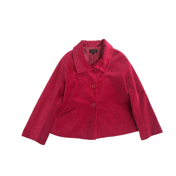 Talbots Jacket 10 Pink Rose Velveteen 100% Cotton Collar Lined Pockets Holiday - Picture 1 of 10